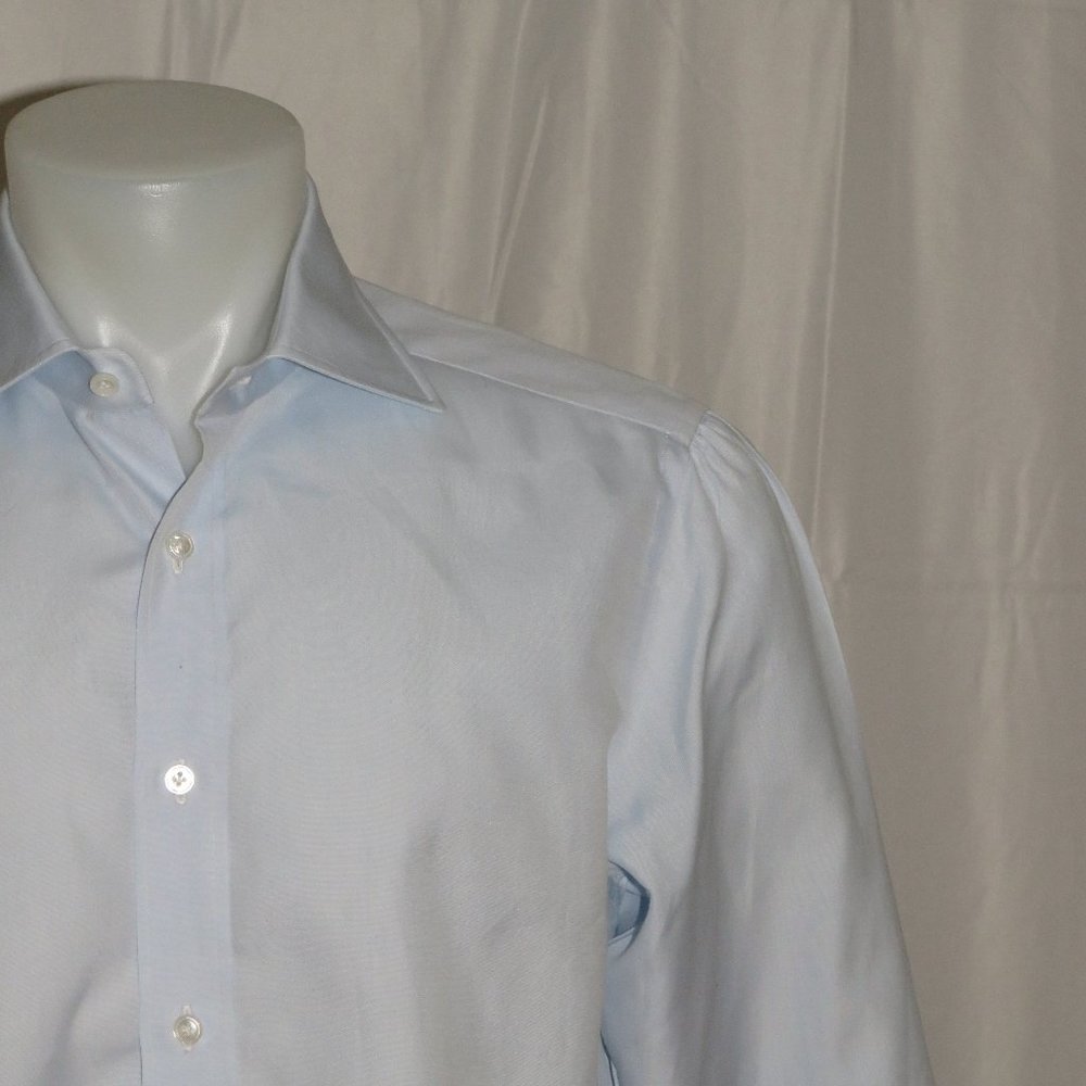 Hadleigh's Handmade Solid Blue Dress Shirt 15.5